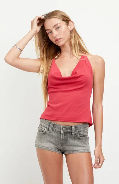 Pacsun Women's Tatum Ultimate Low Rise Jean Micro Shorts Stretch Gray In Pink