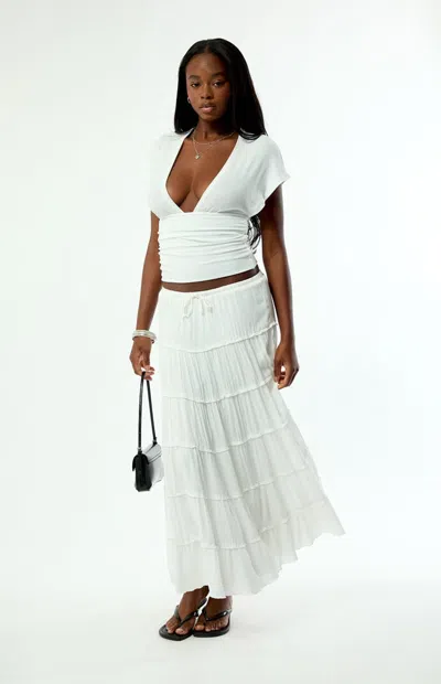 Pacsun Women's Tiered Maxi Skirt In White