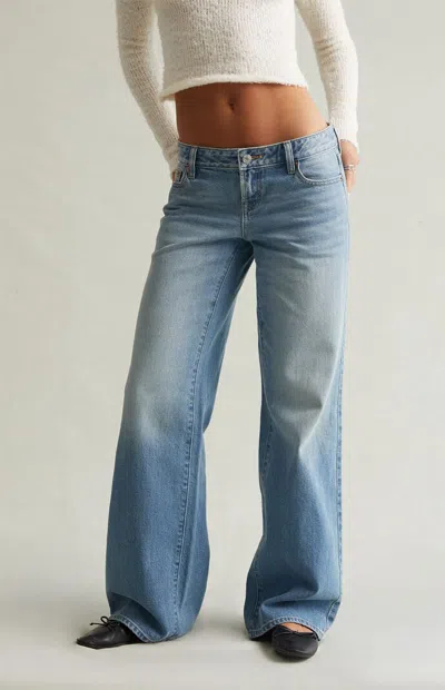 Pacsun Women's Ultimate Low Rise Baggy Jeans Light Blue In Medium Indigo