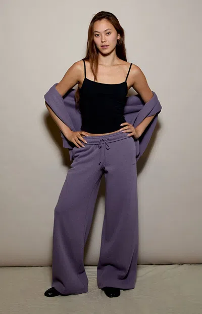 Pacsun Women's Ultra Soft Fleece Baggy Sweatpants In Gray/purple