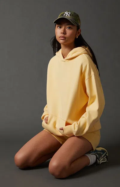 Pacsun Women's Ultra Soft Fleece Core Washed Pullover Hoodie In Yellow
