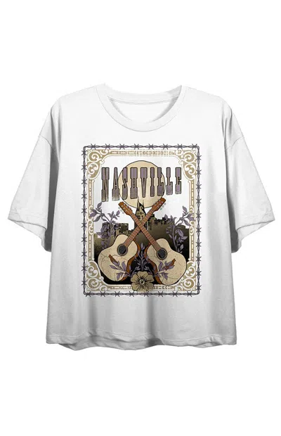 Pacsun Women's Vintage Country Nashville Cropped T-shirt In White In Gray