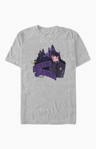 Pacsun Women's Wednesday Nevermore Academy T-shirt In Heather Grey In Gray