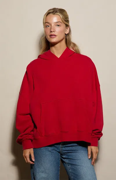 Pacsun Women's Weekend Fleece Hoodie In Red