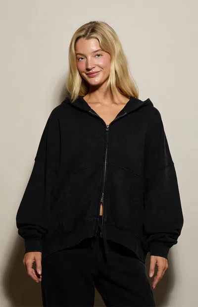 Pacsun Women's Weekend Fleece Zip Up Hoodie In Black