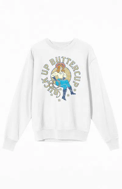 Pacsun Women's Western Cowgirl Buttercup Crew Neck Sweatshirt In White