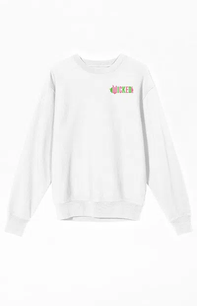 Pacsun Women's Wicked Part One Elphaba & Glinda Crew Neck Sweatshirt In White