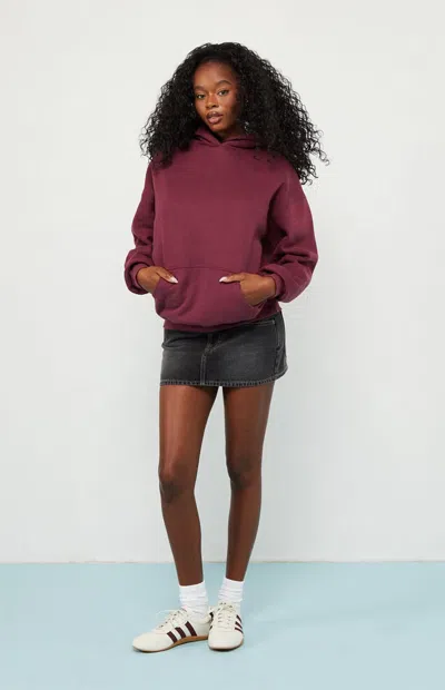 Pacsun Women's Wine Core Washed Pullover Hoodie In Burgundy