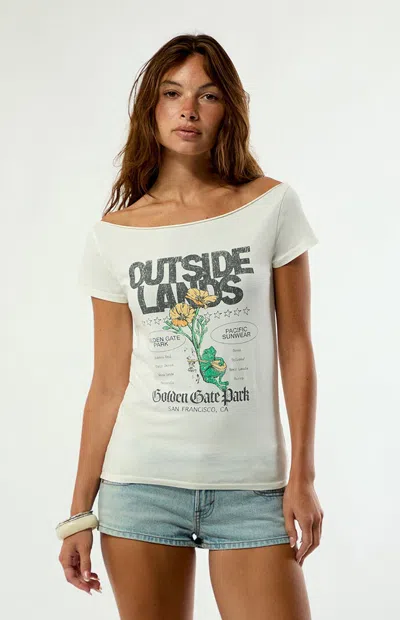 Pacsun Women's X Outside Lands Banjo Off-the-shoulder T-shirt In Off White