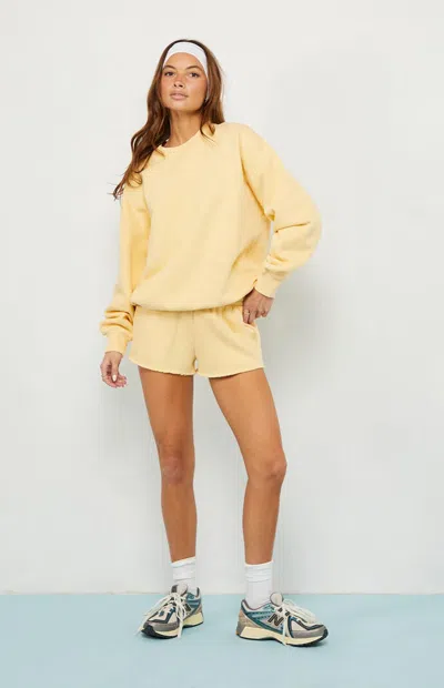 Pacsun Women's Yellow Core Washed Crew Neck Sweatshirt