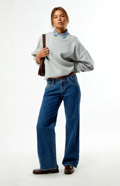 Pacsun Women's Zoe Low Rise Girlfriend Jeans Classic Medium Blue In Dark Indigo