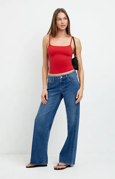 Pacsun Women's Zoe Low Rise Girlfriend Jeans Medium Blue In Dark Indigo