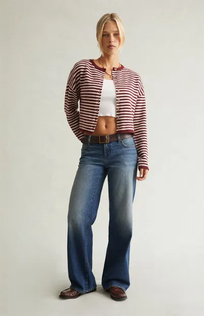 Pacsun Women's Zoe Low Rise Girlfriend Jeans Medium Indigo In Dark Indigo In Blue