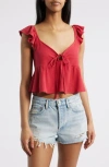 Pacsun X La Hearts Babydoll Top In Red