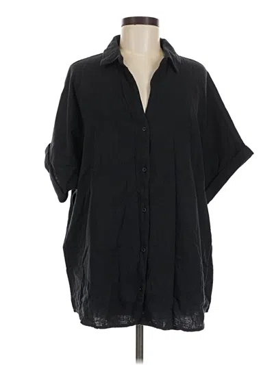 Pre-owned Pact 3/4 Sleeve Button Down Shirt In Black