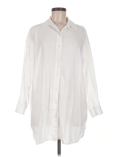 Pre-owned Pact 3/4 Sleeve Button Down Shirt In Ivory