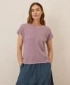 Pact Beachside Linen Short Sleeve Top Made With Organic Cotton In Purple