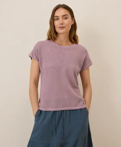 Pact Beachside Linen Short Sleeve Top Made With Organic Cotton In Purple