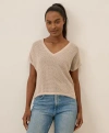 Pact Beachside Linen V-neck Top Made With Organic Cotton In Gray
