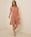 Pact Canopy Linen Notch Neck Dress Made With Organic Cotton In Brown