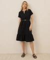 Pact Canopy Linen Notch Neck Dress Made With Organic Cotton In Black