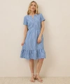 Pact Canopy Linen Notch Neck Dress Made With Organic Cotton In Blue