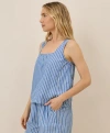 Pact Canopy Linen Square Neck Tank Made With Organic Cotton In Blue