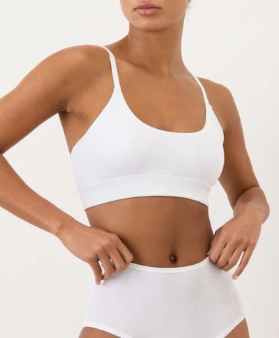 Pact Everyday Strappy Scoop Bralette Made With Organic Cotton In White