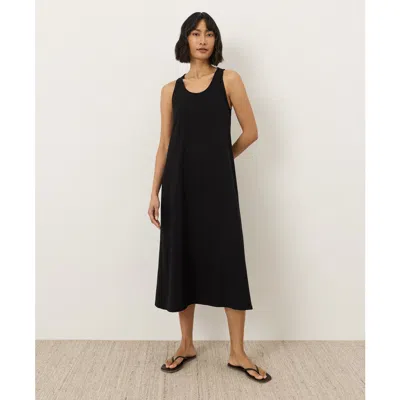 Pact Fit & Flare Open Back Maxi Dress Made With Organic Cotton In Black