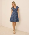 Pact Fit & Flare Crossover Dress In Blue