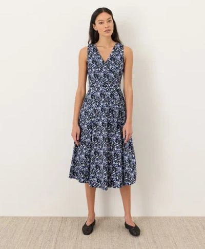 Pact Fit & Flare Easy V-neck Dress Made With Organic Cotton In Blue