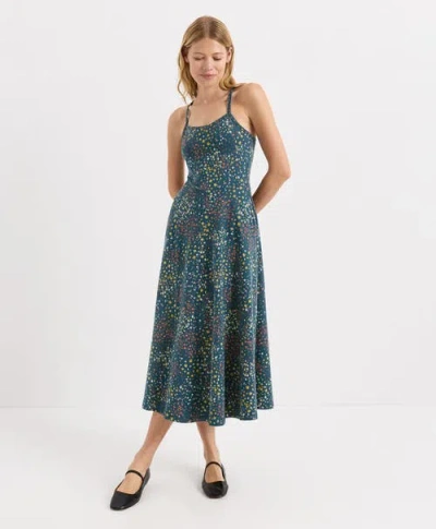 Pact Fit & Flare Midi Dress Made With Organic Cotton In Green
