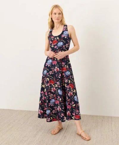 Pact Fit & Flare Open Back Maxi Dress Made With Organic Cotton In Multi