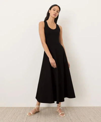 Pact Fit & Flare Open Back Maxi Dress Made With Organic Cotton In Black