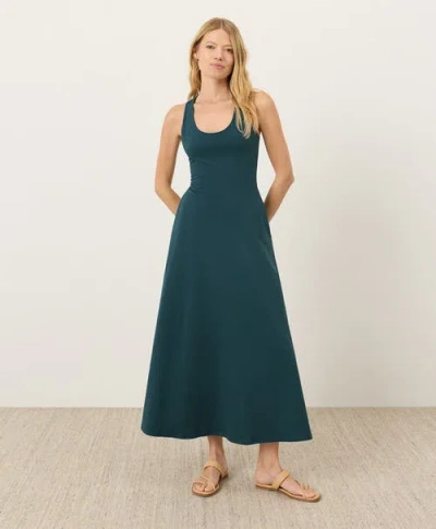Pact Fit & Flare Open Back Maxi Dress Made With Organic Cotton In Green