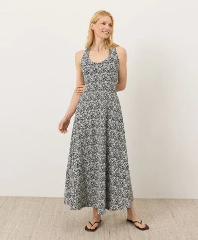Pact Fit & Flare Open Back Maxi Dress Made With Organic Cotton In Green