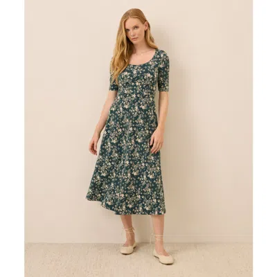 Pact Fit & Flare Signature Scoop Dress In Multi