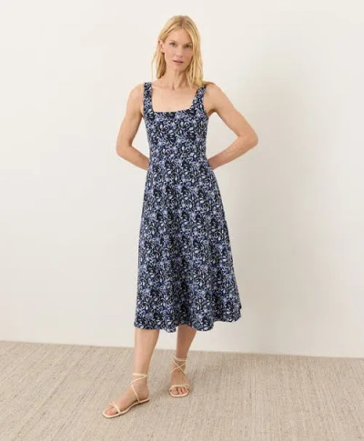 Pact Fit & Flare Square Neck Dress Made With Organic Cotton In Blue