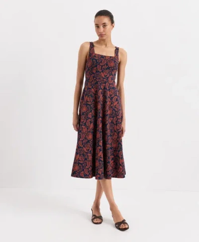 Pact Fit & Flare Square Neck Dress Made With Organic Cotton In Blue