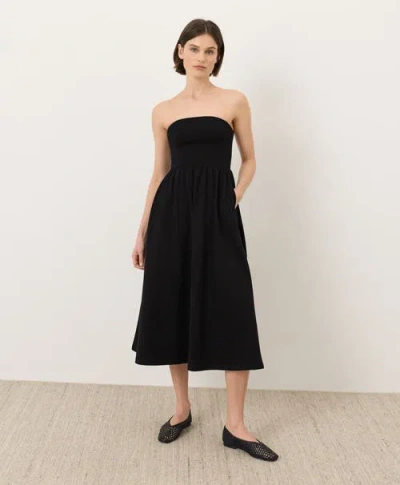 Pact Fit & Flare Strapless Dress Made With Organic Cotton In Black