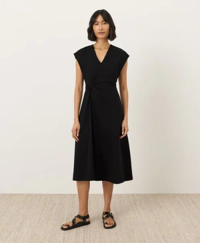 Pact Fit & Flare V-neck Twist Dress Made With Organic Cotton In Black