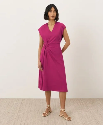 Pact Fit & Flare V-neck Twist Dress Made With Organic Cotton In Pink