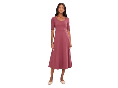 Pact Fit Flare Scoop Midi Dress In Pink
