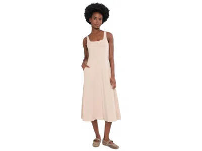 Pact Fit-and-flare Square Neck Dress Women's Dress Flax Heather: Lg In Pink