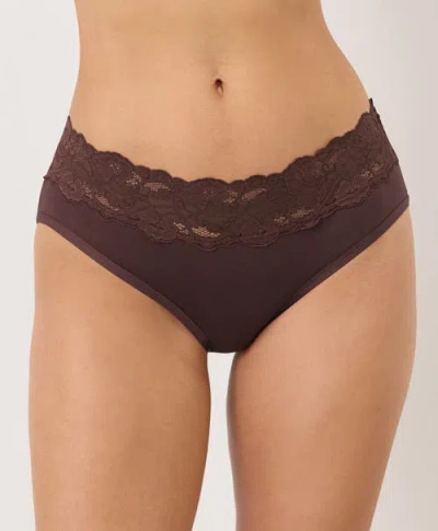 Pact Lace Waist Brief 3-pack Made With Organic Cotton In Brown
