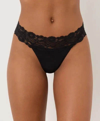 Pact Lace Waist Thong 3-pack Made With Organic Cotton In Black