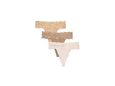 Pact Lace Waist Thong 3-pack In Brown