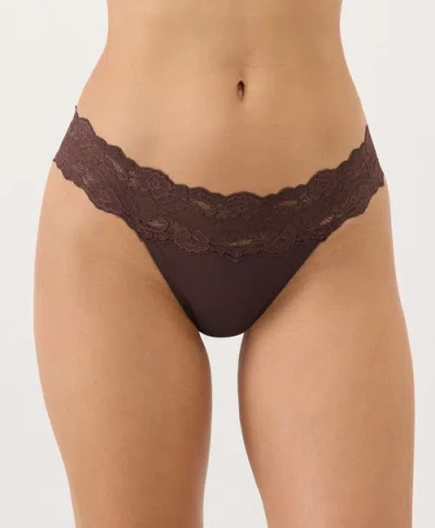 Pact Lace Waist Thong 3-pack Made With Organic Cotton In Brown