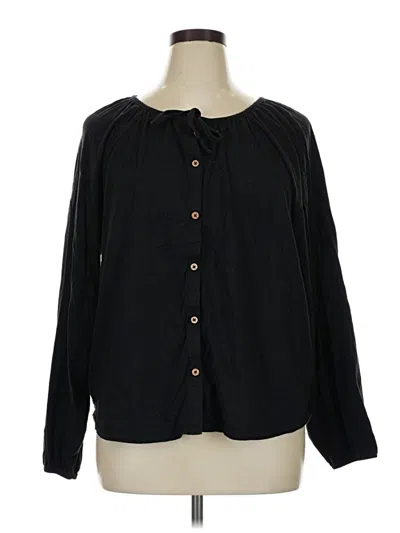 Pre-owned Pact Long Sleeve Blouse In Black