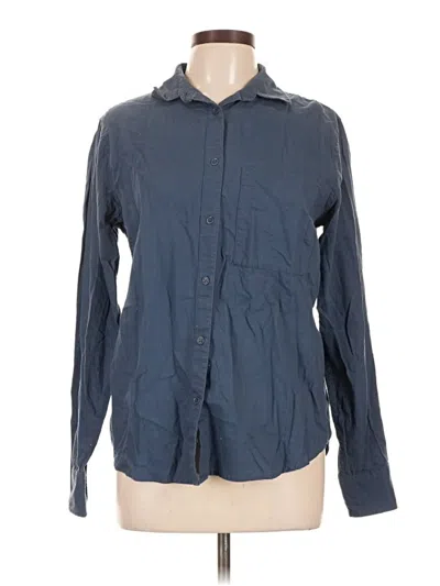 Pre-owned Pact Long Sleeve Button Down Shirt In Blue